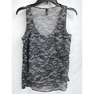 Maurices Blouse Women Small Black Lace Layered Tank Floral WimsyGoth Fairy